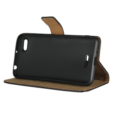 Xiaomi Redmi 6A atvēramais ādas melns Casual maciņš (maks) / Vacins.lv