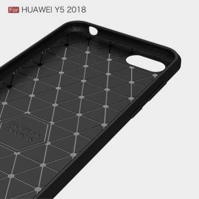 Huawei Y5 2018 (Honor 7S) „Carbon“ твердый силиконовый чехол (TPU) - черный | Vacins.lv