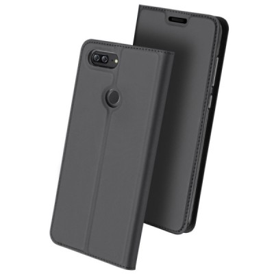 Huawei Honor 9 Lite „Dux Ducis“ Skin sērijas melns ādas atvērams maciņš / Vacins.lv