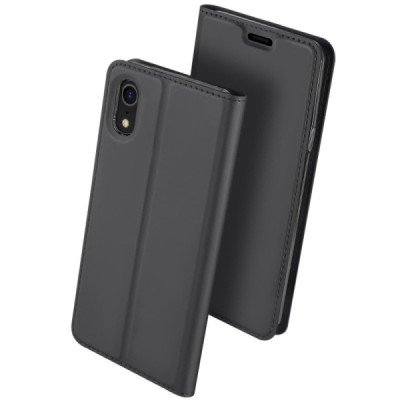Apple iPhone Xr „Dux Ducis“ Skin sērijas pelēks ādas atvērams maciņš | Vacins.lv
