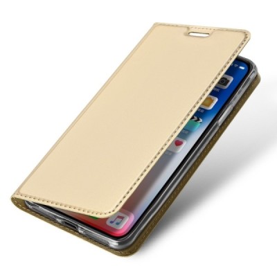 „Dux Ducis“ Skin серии Apple iPhone Xr золотой кожаный чехол-книжка | Vacins.lv