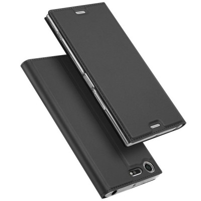 Sony Xperia XZ Premium (Xperia XZ Premium Dual) „Dux Ducis“ Skin sērijas melns ādas atvērams maciņš / Vacins.lv