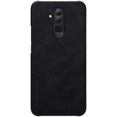Роскошный чёрный кожаный чехол Nillkin Qin Series для Huawei Mate 20 Lite | Vacins.lv
