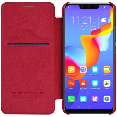 Роскошный красный кожаный чехол Nillkin Qin Series для Huawei Mate 20 Lite | Vacins.lv