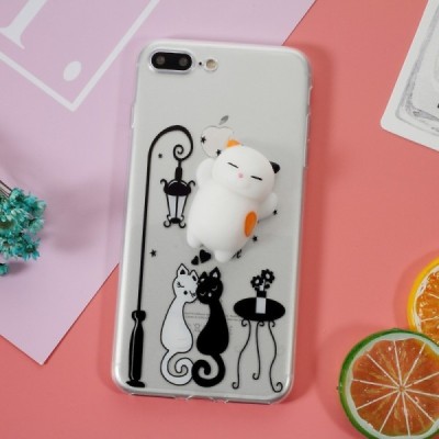 Apple iPhone 7 Plus (iPhone 8 Plus) „Squezy“ Cat твердый силиконовый чехол TPU прозрачный | Vacins.lv