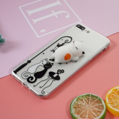 Apple iPhone 7 Plus (iPhone 8 Plus) „Squezy“ Cat твердый силиконовый чехол TPU прозрачный | Vacins.lv