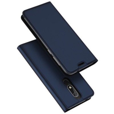 „Dux Ducis“ Skin серии Nokia 5.1 (2018) тёмно-синий кожаный чехол-книжка | Vacins.lv