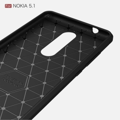 Nokia 5.1 (2018) „Carbon“ твердый силиконовый чехол (TPU) - черный | Vacins.lv
