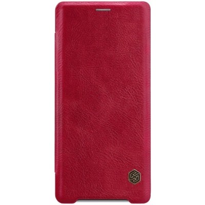 Роскошный красный кожаный чехол Nillkin Qin Series для Sony Xperia XZ3 | Vacins.lv