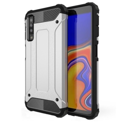 Samsung Galaxy A7 (2018) усиленный защитный серебристый твердый силиконовый чехол (TPU) | Vacins.lv