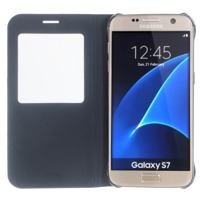 Samsung Galaxy S7 (G930) atvēramais maciņš ar lodziņu - zils / Vacins.lv