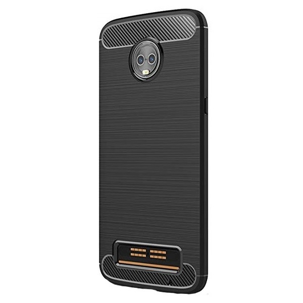 „Carbon“ твердый силиконовый чехол (TPU) - черный (Moto Z3 Play)