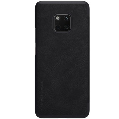 Роскошный чёрный кожаный чехол Nillkin Qin Series для Huawei Mate 20 Pro | Vacins.lv