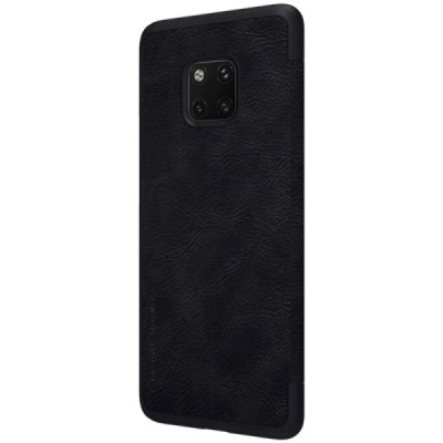 Роскошный чёрный кожаный чехол Nillkin Qin Series для Huawei Mate 20 Pro | Vacins.lv