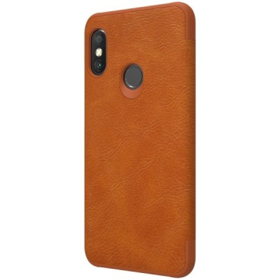 Greznais „Nillkin“ Qin sērijas ādas atvērams brūns Xiaomi Redmi 6 Pro (Mi A2 Lite) maciņš / Vacins.lv