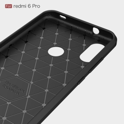 Xiaomi Redmi 6 Pro (Mi A2 Lite) „Carbon“ твердый силиконовый чехол (TPU) - черный | Vacins.lv