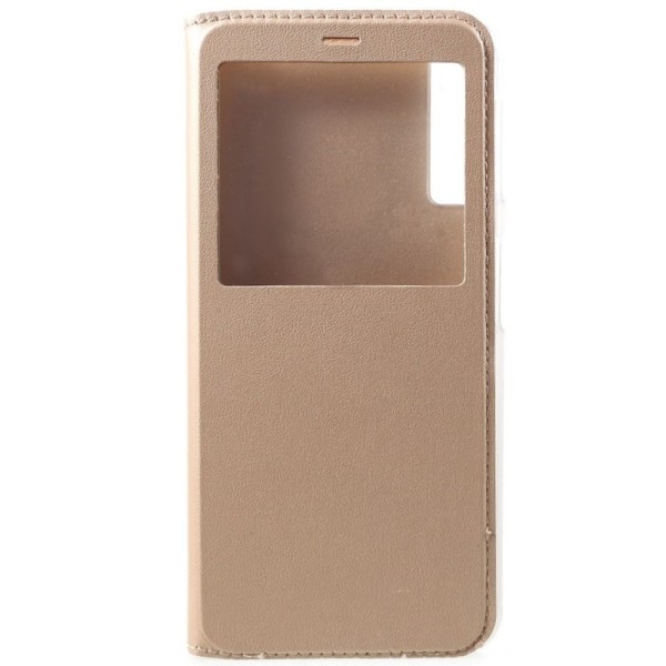 Atvēramais maciņš ar lodziņu - zelta (Galaxy A7 2018)