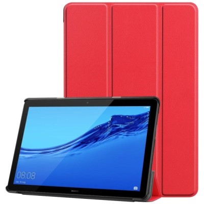 Huawei MediaPad T5 10 красный кожаный чехол-книжка (складной) | Vacins.lv