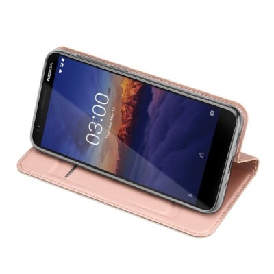 Nokia 3.1 (2018) „Dux Ducis“ Skin sērijas rozs ādas atvērams maciņš / Vacins.lv
