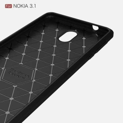 Nokia 3.1 (2018) „Carbon“ твердый силиконовый чехол (TPU) - черный | Vacins.lv