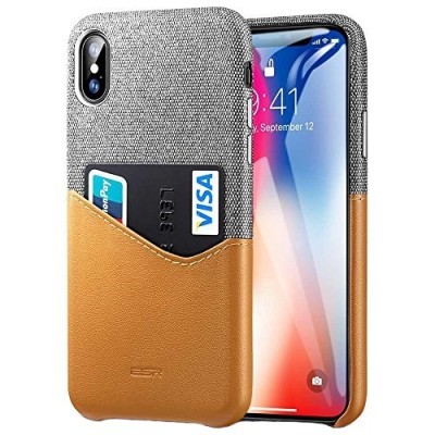 „ESR“ Metro Apple iPhone X (iPhone Xs) коричневый, серый кожаный чехол - задняя часть с карманом для карточек | Vacins.lv