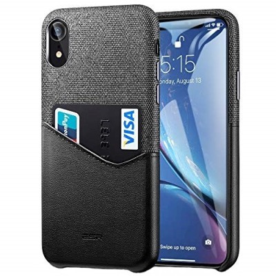 „ESR“ Metro Apple iPhone Xr чёрный, серый кожаный чехол - задняя часть с карманом для карточек | Vacins.lv