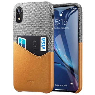 „ESR“ Metro Apple iPhone Xr коричневый, серый кожаный чехол - задняя часть с карманом для карточек | Vacins.lv