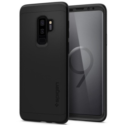 Spigen Thin Fit 360 пластиковый Samsung Galaxy S9+ (G965) чёрный чехол + защитное стекло экрана | Vacins.lv