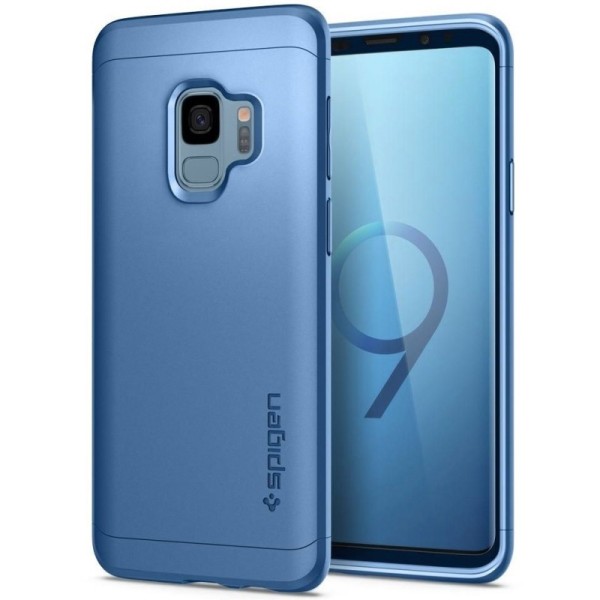 „Spigen“ Thin Fit 360 пластиковый чехол - синий + защитное стекло (Galaxy S9)