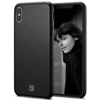 „Spigen“ La Manon Calin Apple iPhone X (iPhone Xs) чёрный кожаный чехол | Vacins.lv
