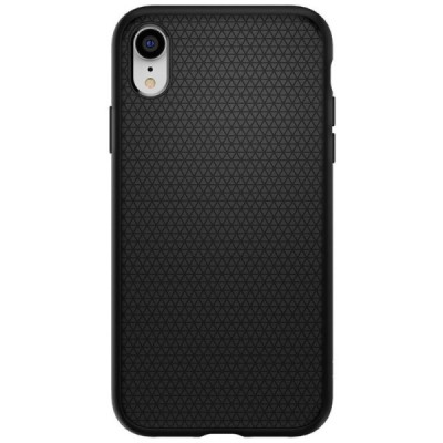 Apple iPhone Xr „Spigen“ Liquid Air melns cieta silikona apvalks / vacins.lv