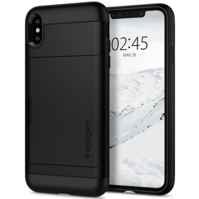 „Spigen“ Slim Armor CS Apple iPhone Xs Max чёрный твердый силиконовый чехол | Vacins.lv