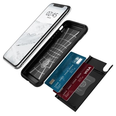 „Spigen“ Slim Armor CS Apple iPhone Xs Max чёрный твердый силиконовый чехол | Vacins.lv