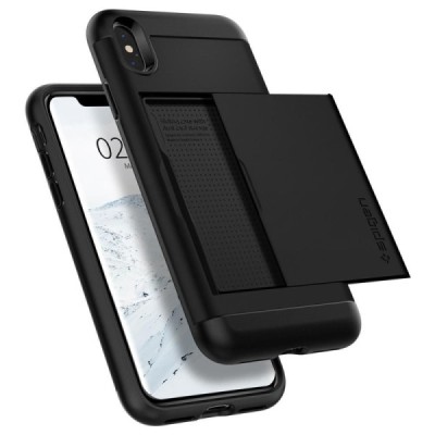„Spigen“ Slim Armor CS Apple iPhone Xs Max чёрный твердый силиконовый чехол | Vacins.lv