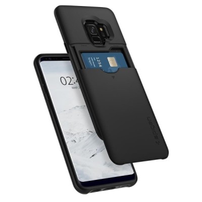 Samsung Galaxy S9 (G960) „Spigen“ Slim Armor CS melns silikons apvalks / vacins.lv