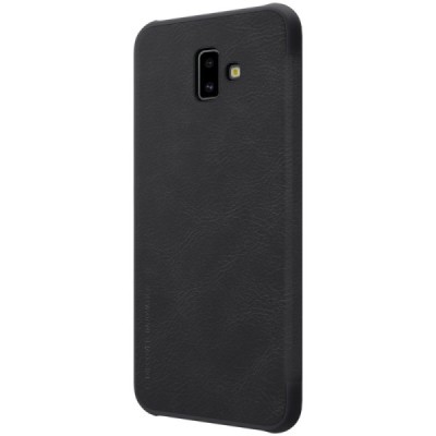 Greznais „Nillkin“ Qin sērijas ādas atvērams melns Samsung Galaxy J6+ 2018 (J610) maciņš / Vacins.lv