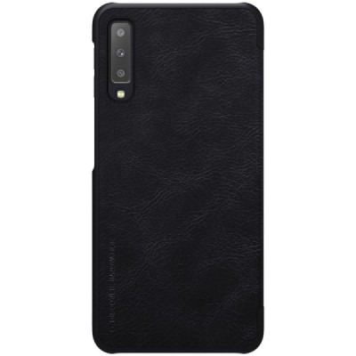 Greznais „Nillkin“ Qin sērijas ādas atvērams melns Samsung Galaxy A7 2018 maciņš / Vacins.lv