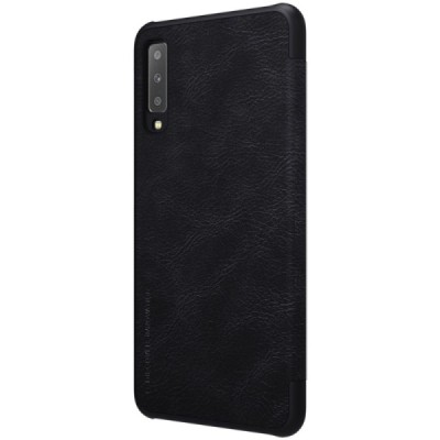 Greznais „Nillkin“ Qin sērijas ādas atvērams melns Samsung Galaxy A7 2018 maciņš / Vacins.lv