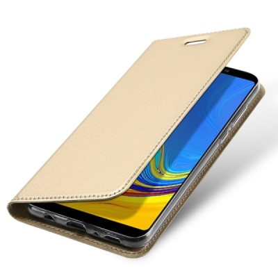 Samsung Galaxy A9 2018 (A9 Star Pro) „Dux Ducis“ Skin sērijas zelta ādas atvērams maciņš / Vacins.lv