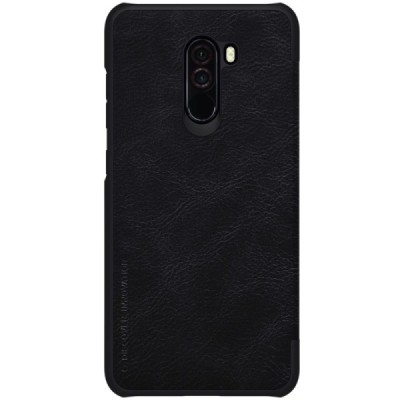 Роскошный коричневый кожаный чехол Nillkin Qin Series для Xiaomi Pocophone F1 | Vacins.lv