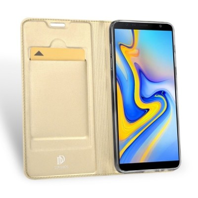 „Dux Ducis“ Skin серии Samsung Galaxy J6+ 2018 (J610) золотой кожаный чехол-книжка | Vacins.lv