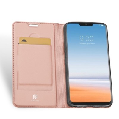 LG G7 ThinQ „Dux Ducis“ Skin sērijas rozs ādas atvērams maciņš / Vacins.lv