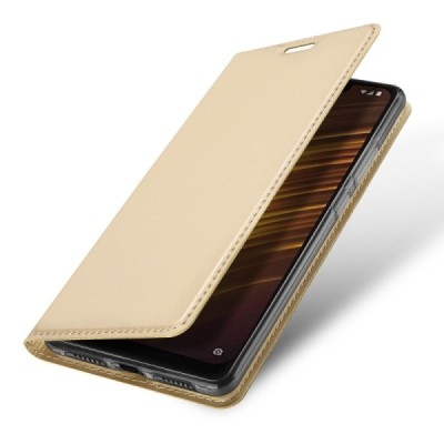 „Dux Ducis“ Skin серии Xiaomi Pocophone F1 золотой кожаный чехол-книжка | Vacins.lv
