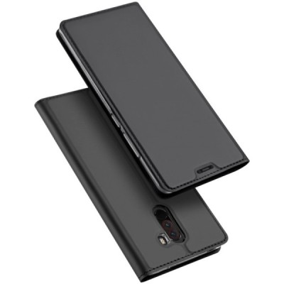 Xiaomi Pocophone F1 „Dux Ducis“ Skin sērijas melns ādas atvērams maciņš / Vacins.lv