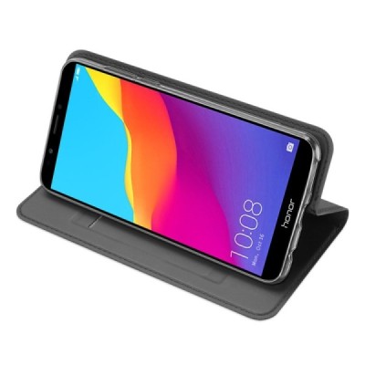 Huawei Honor 7C „Dux Ducis“ Skin sērijas melns ādas atvērams maciņš / Vacins.lv