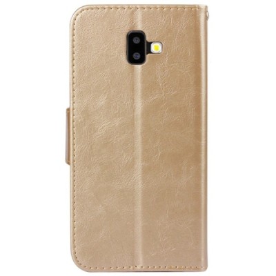 Samsung Galaxy J6+ 2018 (J610) „Diary“ открываемый золотой кожаный чехол - книжка | Vacins.lv