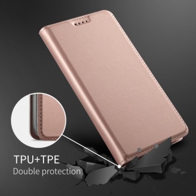 Твердый розовый кожаный чехол-книжка для HTC U12 Plus | Vacins.lv