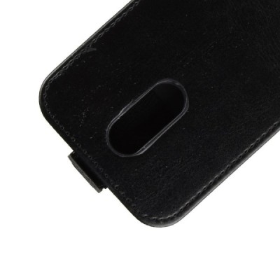 LG Q7 klasisks ādas vertikāli atvēramais melns maciņš / Vacins.lv