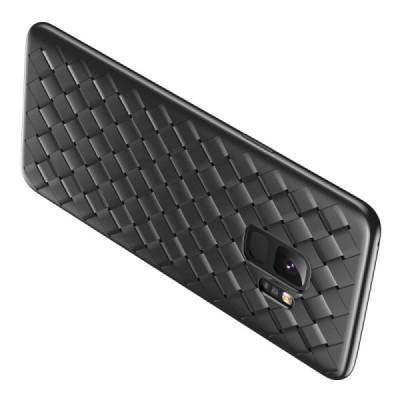 Samsung Galaxy S9 (G960) „Baseus“ Weaving melns cieta silikona apvalks / vacins.lv