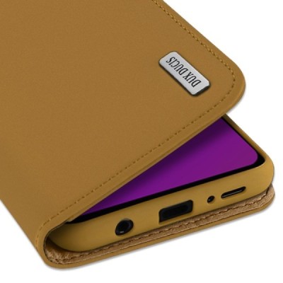 Samsung Galaxy S9 (G960) „Dux Ducis“ Wish sērijas gaiši brūns ādas atvērams maciņš / Vacins.lv